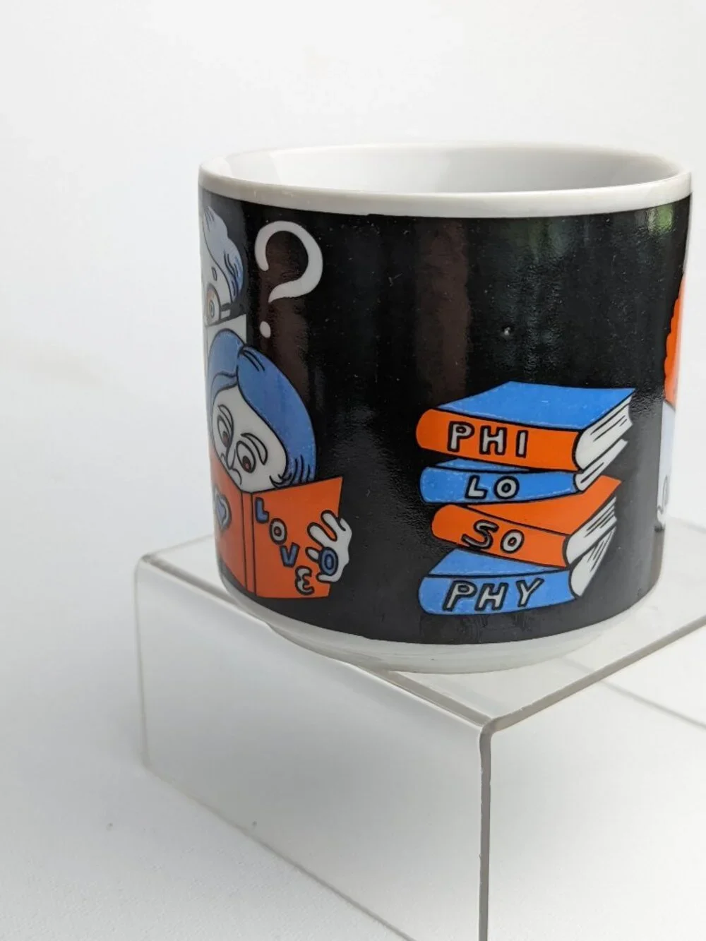 Vintage Pop Art Japan Mug Books Art Love Philosophy R6797 POP POP Orange Blue